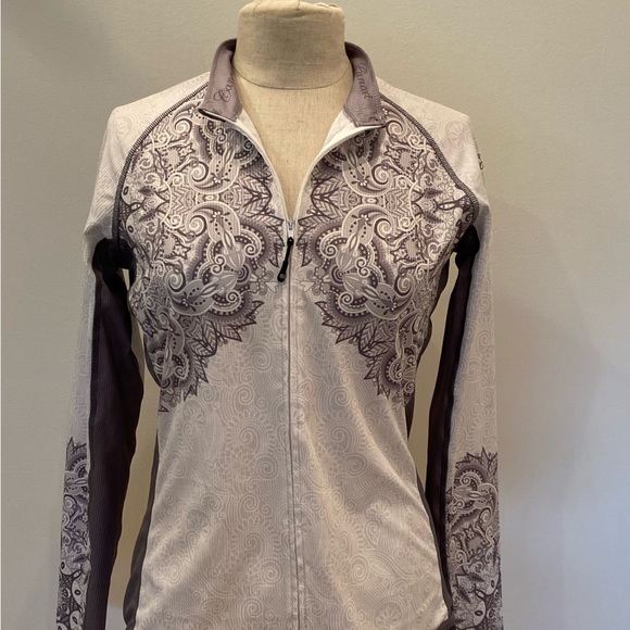 Canari Womens Gray White Long Sleeve Cycling Shirt/ Beautiful Print / Size XL - Picture 7 of 13